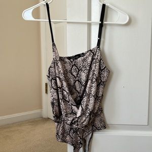 snakeskin low cut front bodysuit
